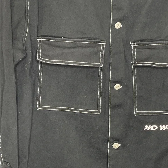 Urban Outfitters Contrast Stitch Button-Down Overshirt White Stitching - Picture 3 of 9